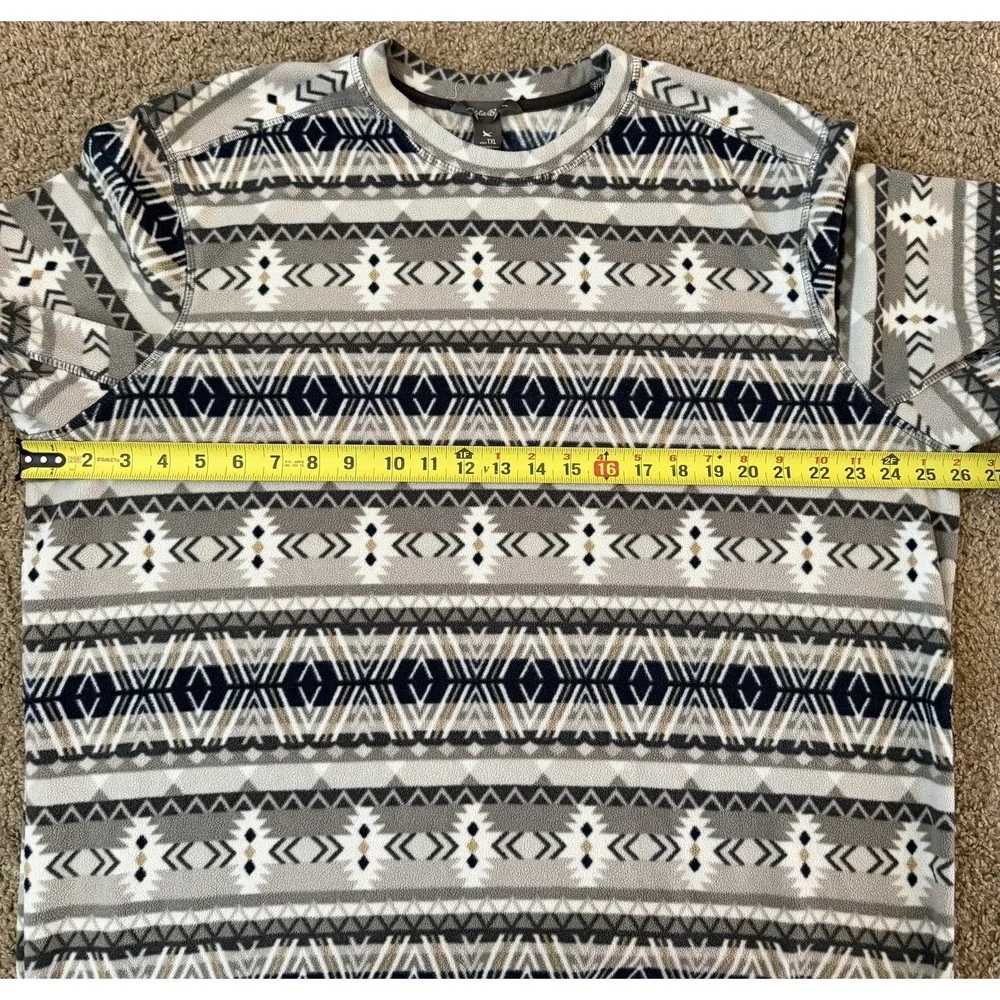 Eddie Bauer Mens XL Pullover Fleece Aztec White Blue Gray Crew Neck Soft Warm - Picture 6 of 7